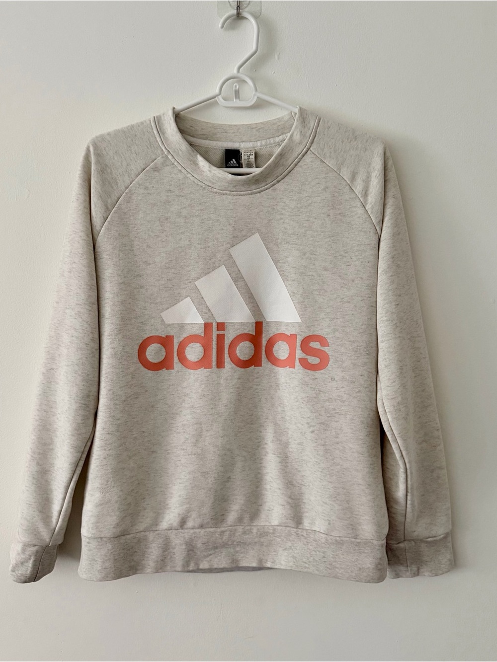 Adidas gray and pink fitted crewneck sweatshirt, women’s size medium